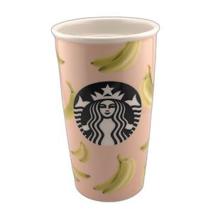 STARBUCKS 2015 Banana Tall 12oz Pink Ceramic Tumbler Mermaid Siren Logo